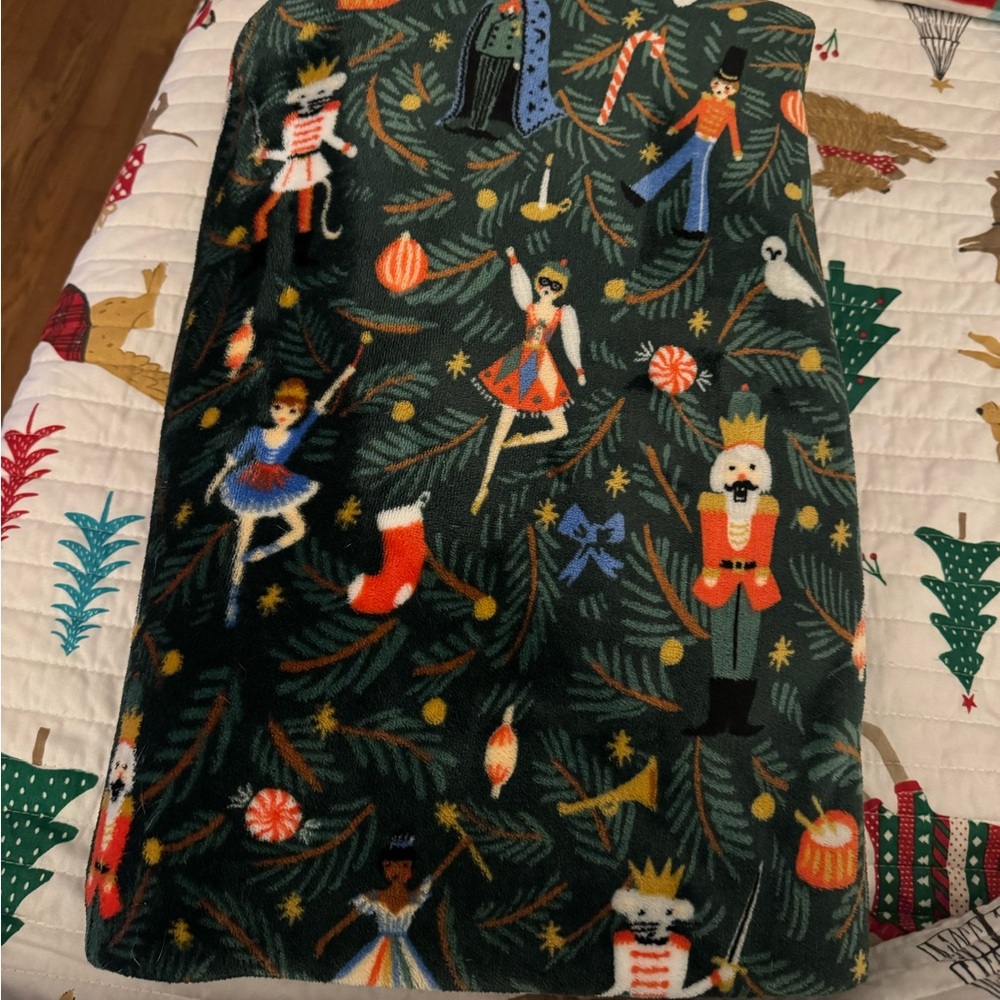 Rifle Paper Festive Nutcracker Sugar Plum Fleece Throw Blanket